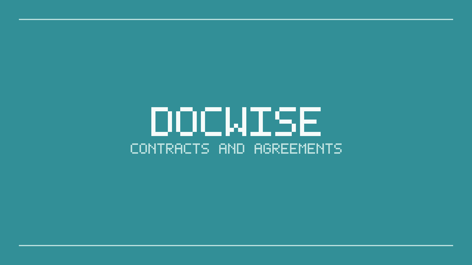 Placeholder card: the DocWise wordmark above "Contracts and agreements" on a teal background