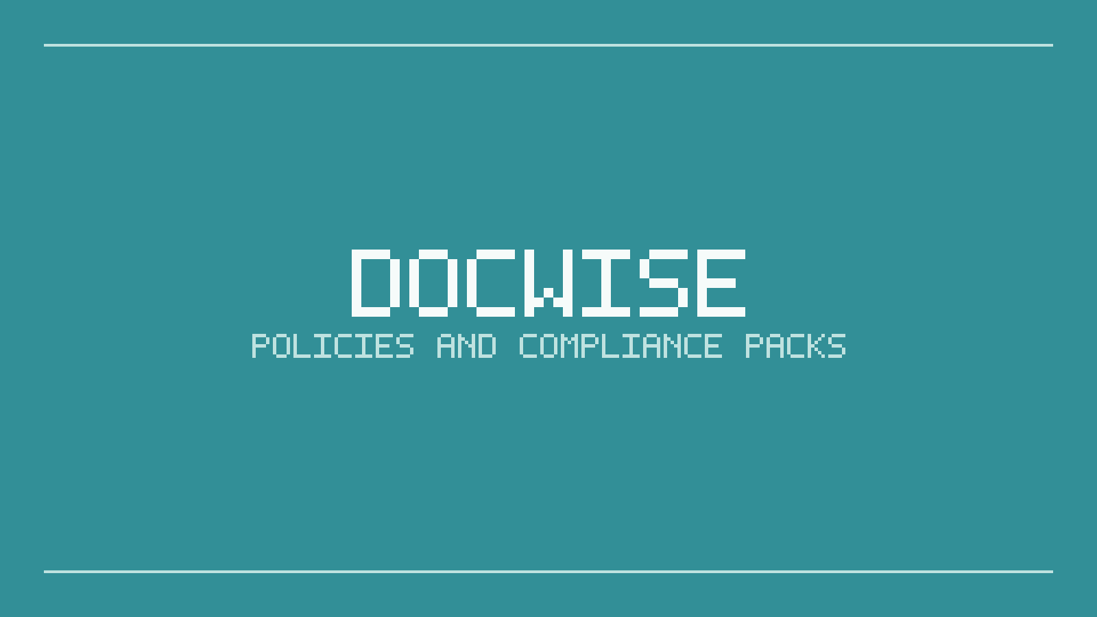Placeholder card: the DocWise wordmark above "Policies and compliance packs" on a teal background