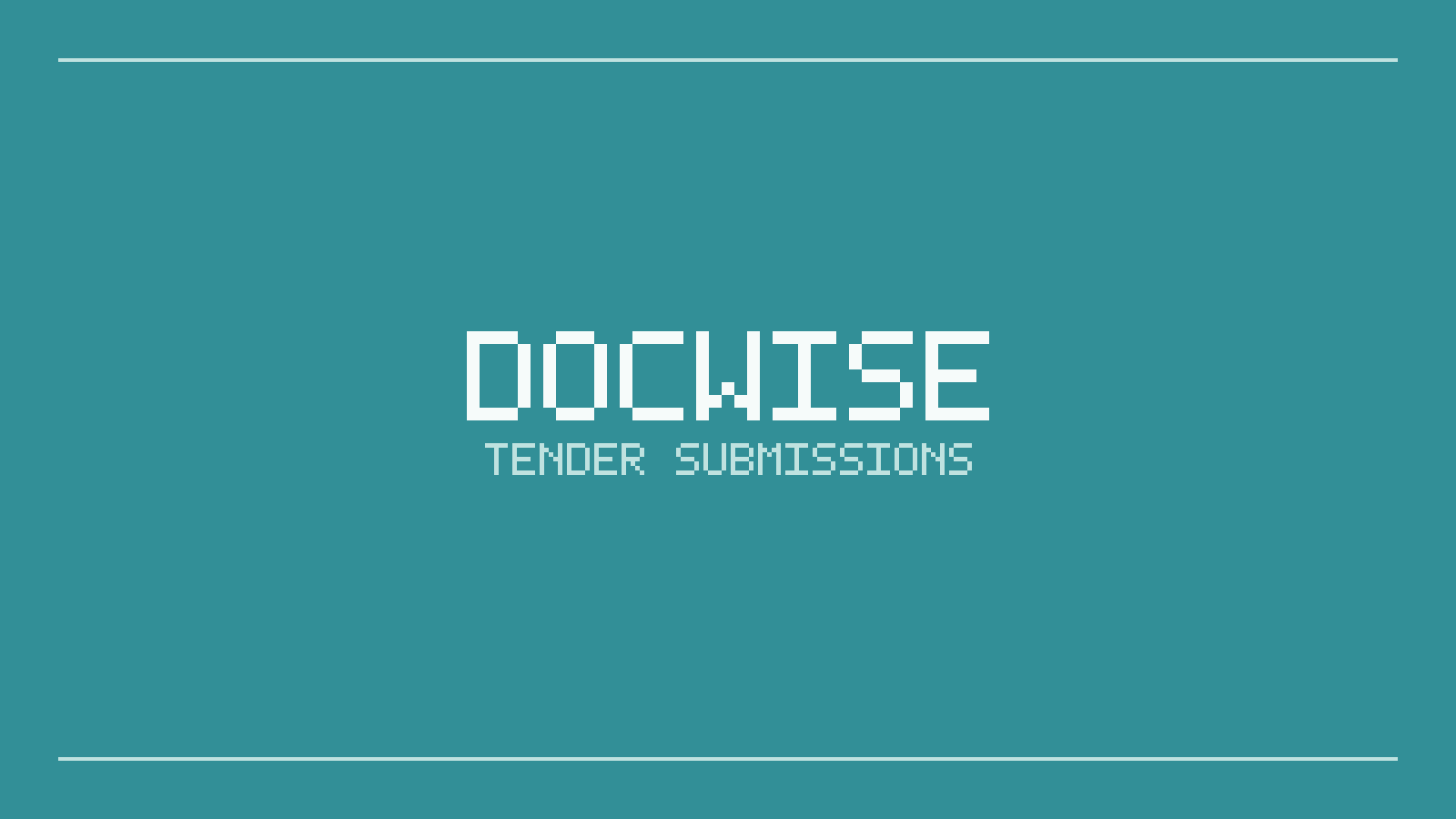 Placeholder card: the DocWise wordmark above "Tender submissions" on a teal background